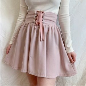 Ank Rouge Pink Lace Up Skirt